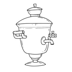 Samovar in hand drawn doodle style. Isolated illustration.