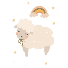 sheep with a rainbow 