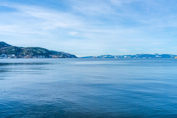 View of Trondheim fiord (Trondheimsfjorden), an inlet of the Norwegian Sea, Norway