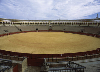 Panoramic view of an arena, La Maestranza Bullring, Seville, Spain