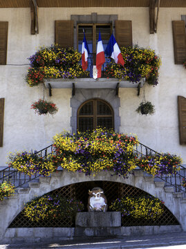 Flowers on a building, Grand-Bornand, France