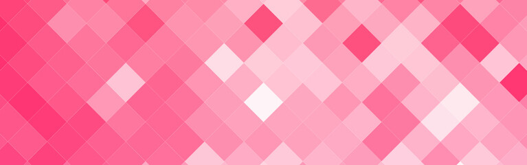 Abstract pink and white gradient diagonal square mosaic banner background. Vector illustration.
