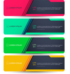 Collection of horizontal promotion banners with  gradient colors and abstract geometric elements.