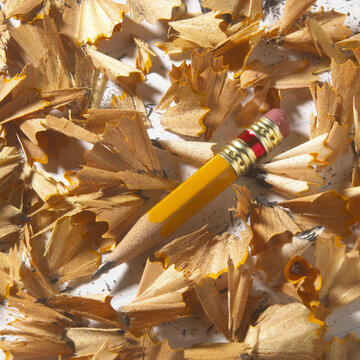Pencil and pencil shavings