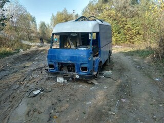 broken truck on the road