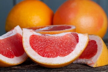 ripe red grapefruit, sliced and sliced into pieces
