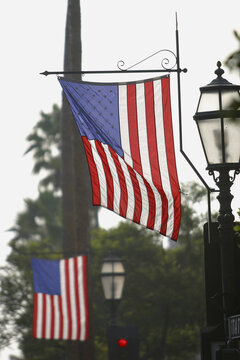 Flag of the United States of America suspended