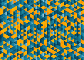 Triangle blue yellow orange abstract geometric gradient background	
