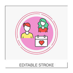 Ceremony concept line icon. Party for a man and woman. Wedding Vector isolated conception metaphor illustration