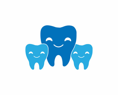 Smiling Dental Family Logo Design Template. Abstract Vector Illustration of Teeth.