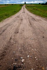 an empty old paved road