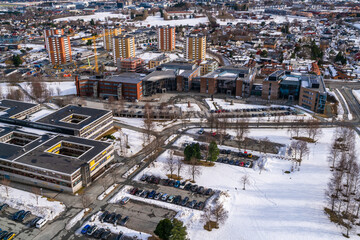 Fototapeta premium Aerial view of the Trondheim, the third most populous municipality in Norway