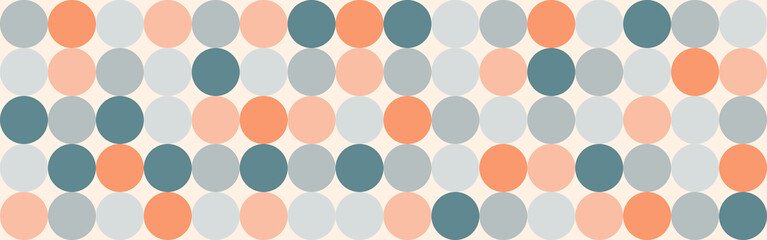 Trendy vector abstract geometric background with circles in retro scandinavian style, cover pattern seamless. Graphic pattern of simple shapes in pastel colors, abstract mosaic.