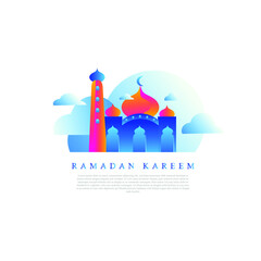 ramadan kareem flat illustration. flat mosque illustration for ramadan greeting cards, banners, posters and others