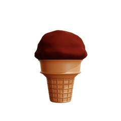 Chocolate Ice Cream Cone toy. 3d rendering.