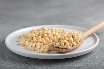 White chocolate drops. Chocolate chips.
