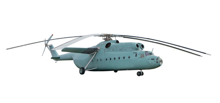 Military helicopter. Soviet shock heli Mi6 isolated on white background