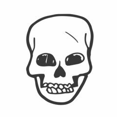 Scull in doodle style. Hand drawn illustration. Isolated vector