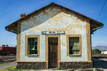 Old railway station in sunny day
