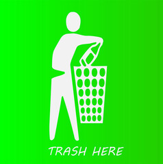 Waste gods drop dustbin for care nature