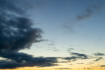 evening time clouds are gray. celestial evening sky