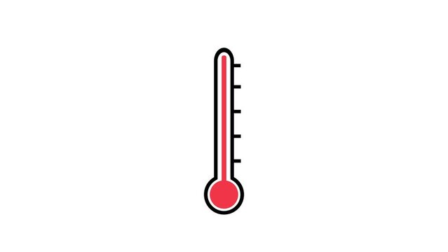 Classic glass thermometer temperature going up, extreme heat, 4k animation