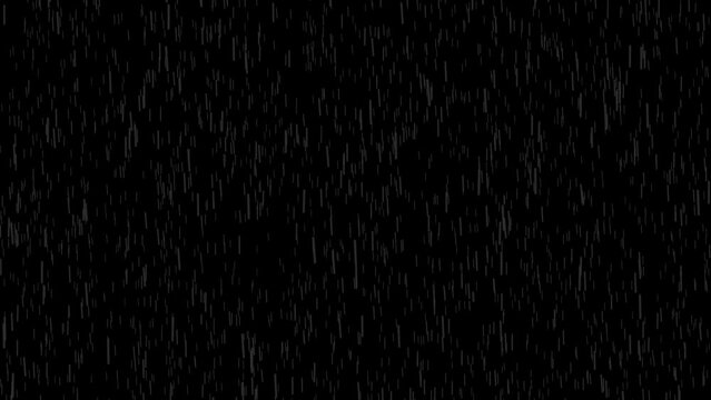 Digital rain animation, no wind 4k overlay effect, black background