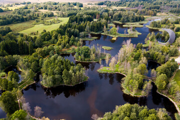 Fototapeta na wymiar Kirkilai lakes and Tower. 