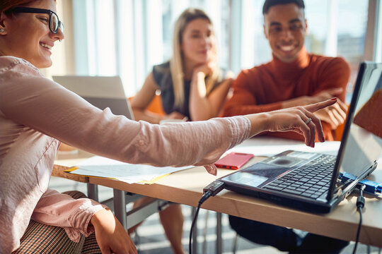 Group of colleagues chatiing on a break