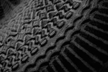 Afrikanische Schnitzerei Muster Schwarz-Weiß Stuktur Holz rau dunkel Wandbild Fine Art