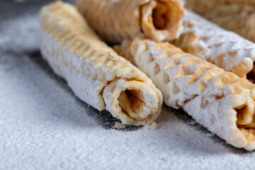 waffle tubes made of wheat flour