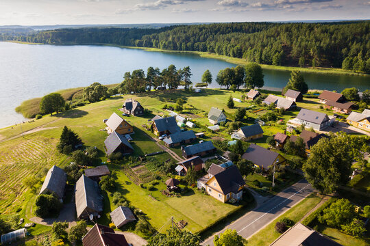 Aerial landscape of Lithuania, district of Ignalina, Paluse