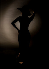 Posing silhouette in studio