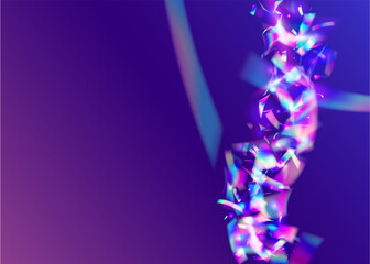 Glitch Confetti. Party Multicolor Decoration. Light Effect. Violet Disco Texture. Webpunk Art. Iridescent Sparkles. Metal Element. Fantasy Foil. Pink Glitch Confetti
