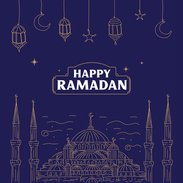Happy ramadan. Vector celebration image. The English.