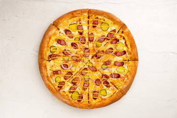 fresh pizza on white background