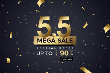 5 5 sale background with number illustration and big discount.