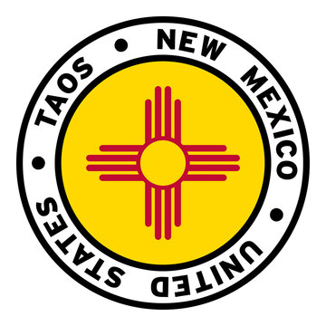 Round Taos New Mexico United States Flag Clipart