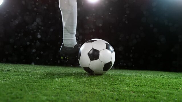 Super slow motion of soccer player running with the ball. Filmed on high speed cinema camera, 1000fps.