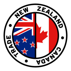 Round New Zealand Canada Trade Flag Clipart