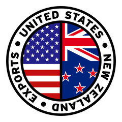 Round United States New Zealand Exports Flag Clipart