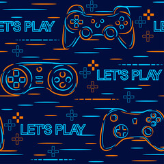 Seamless abstract pattern with colorful silhouettes joystick game. Background for boys. © artlavi_design