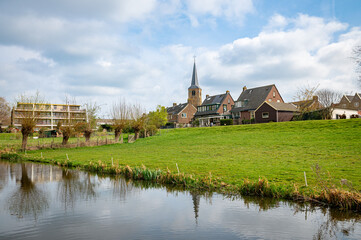 Fototapeta premium Scenic view of the old part of the village of Nieuwerkerk aan den IJssel in The Netherlands