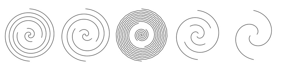 Spirally shape. Swirl, twirl, whirl and twirl vector design element. Billowy, curved lines