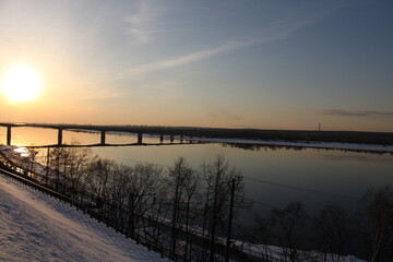 Obraz premium sunset over the river