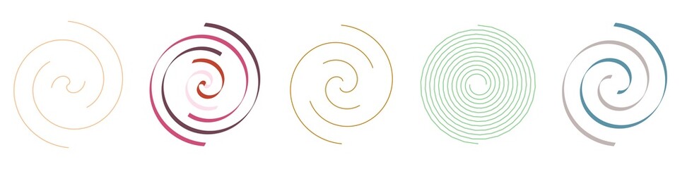 Spirally shape. Swirl, twirl, whirl and twirl vector design element. Billowy, curved lines