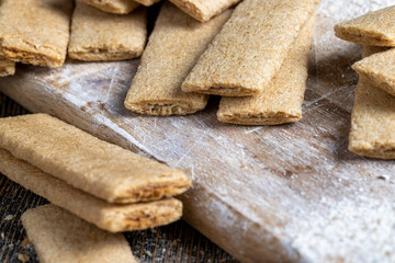 wheat long cookies stuffed with mashed different fruits