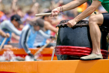 drummer and drum on a dragon boat