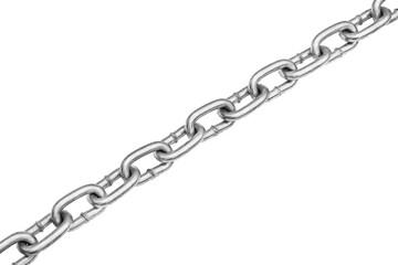 Metal chain isolated on white background. Metal steel chains for industrial use.