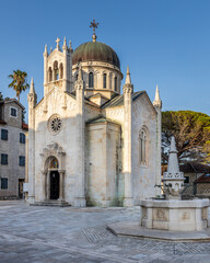 Obraz premium Beautiful church in old town of Herzeg Novi, Montenegro
